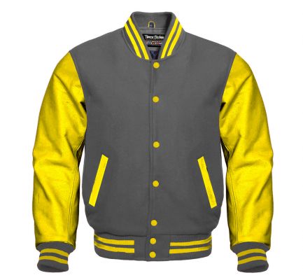 Varsity Jacket Dark Grey Yellow